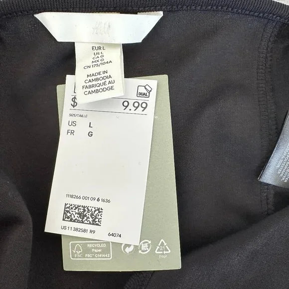 H&M cropped tube top - black, size L - Picture 3 of 3